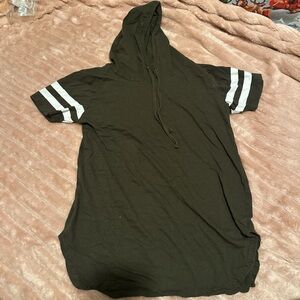 On Fire Olive Hooded Dress with White Stripes